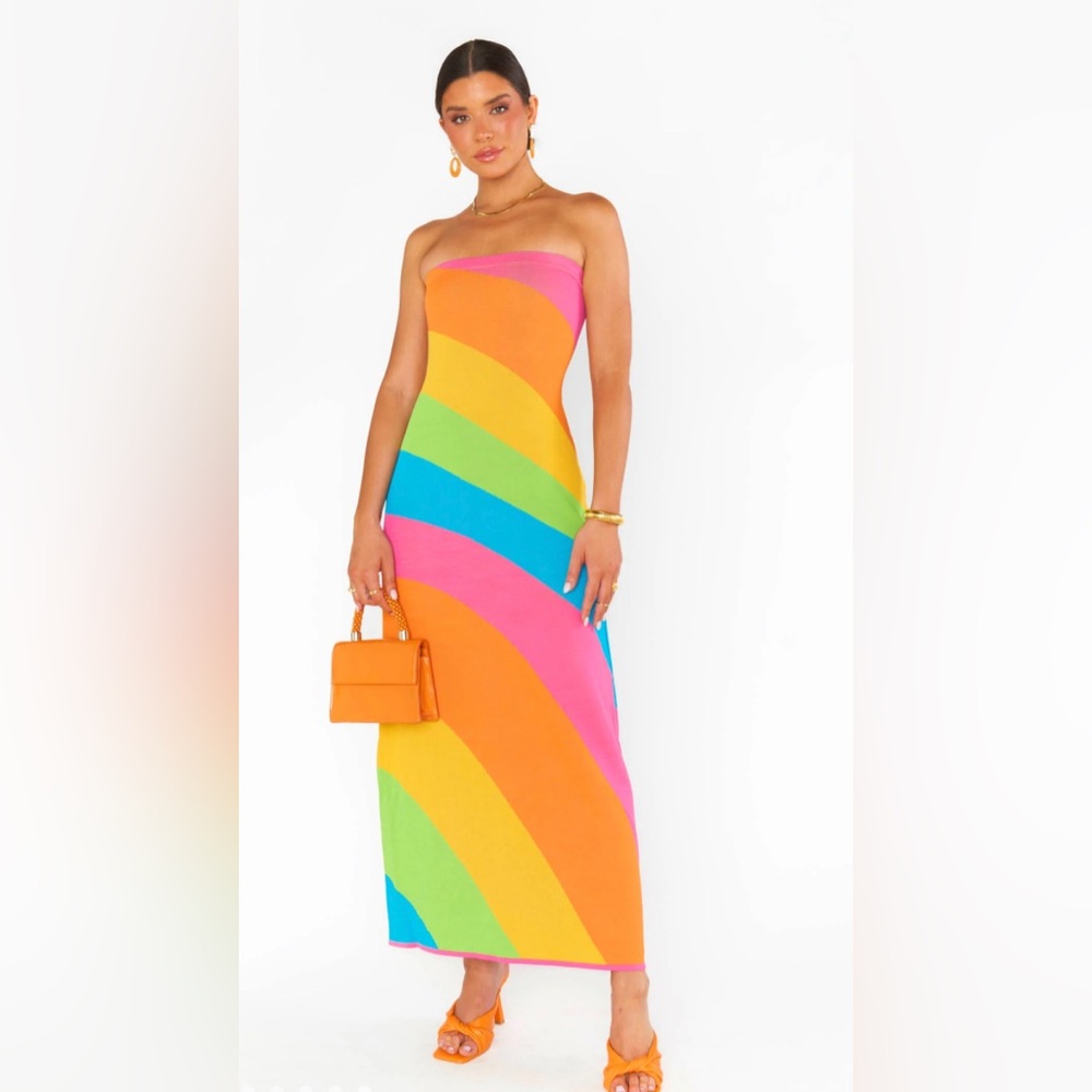 Show me your MUMU Island Nights Tube Dress rainbow stripe size XL